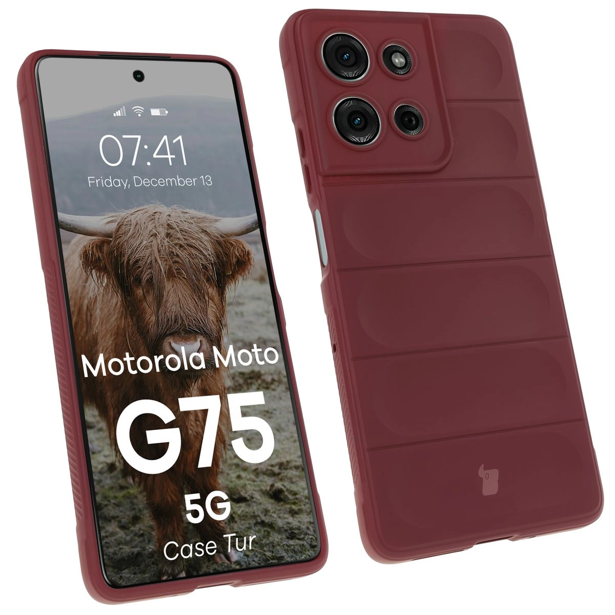 Etui Bizon Tur do Motorola Moto G75 5G Burgundowy