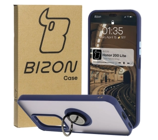 Bizon z uchwytem na palec Hybrid Ring do Honor 200 Lite przydymione z Granatową ramką