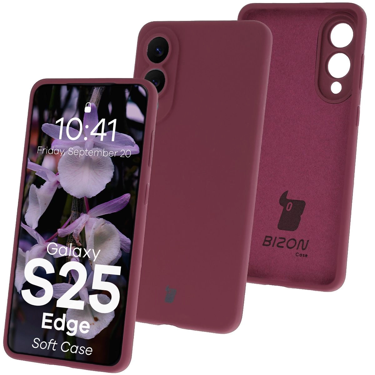 Etui Bizon Silikonowe Soft do Samsung Galaxy S25 Edge Śliwkowy