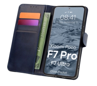 Bizon z klapką Pocket do Xiaomi Poco F7 Pro/F7 Ultra Granatowy