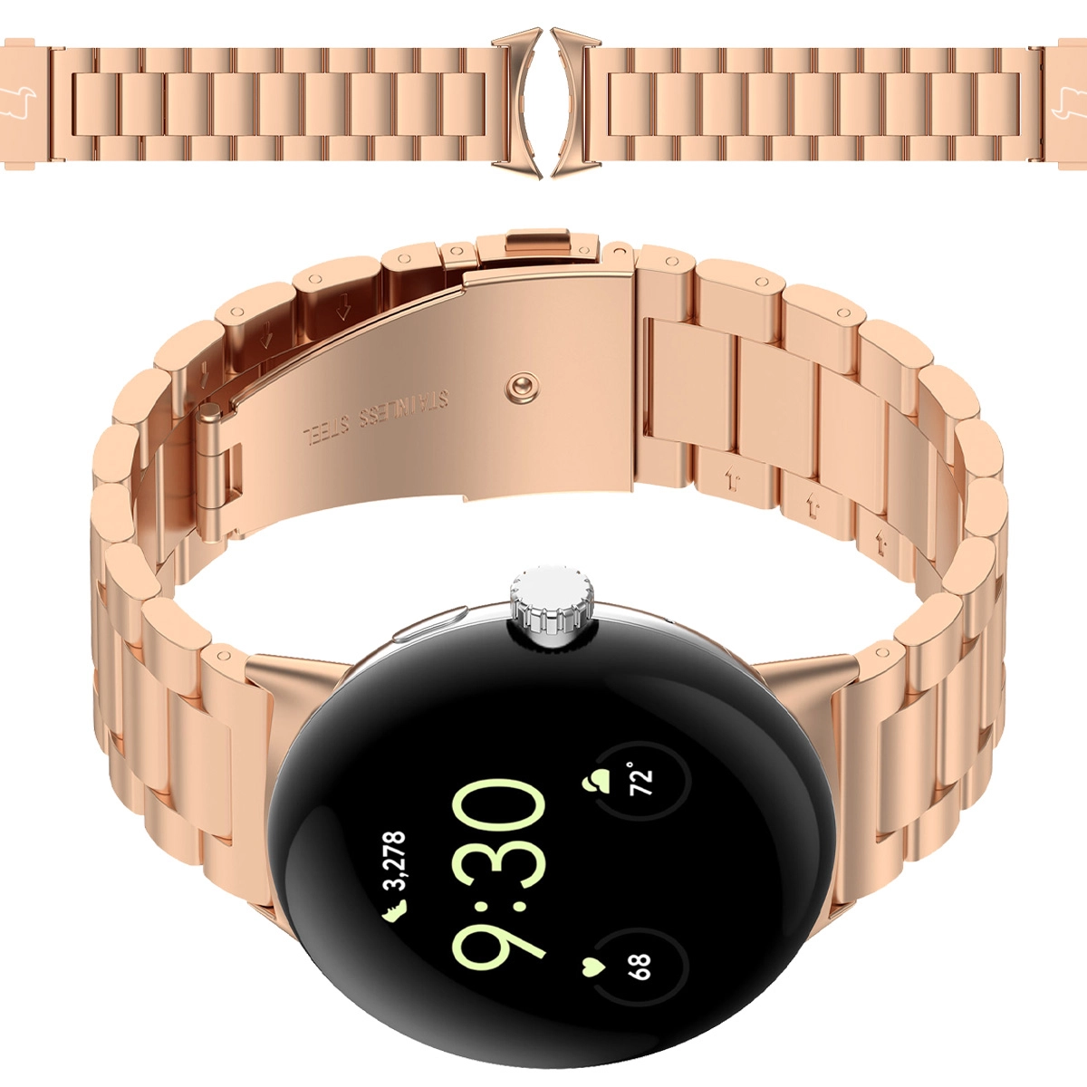 Bransoleta Bizon ze stali nierdzewnej do Google Pixel Watch 3/4 45 mm różowo-złoty