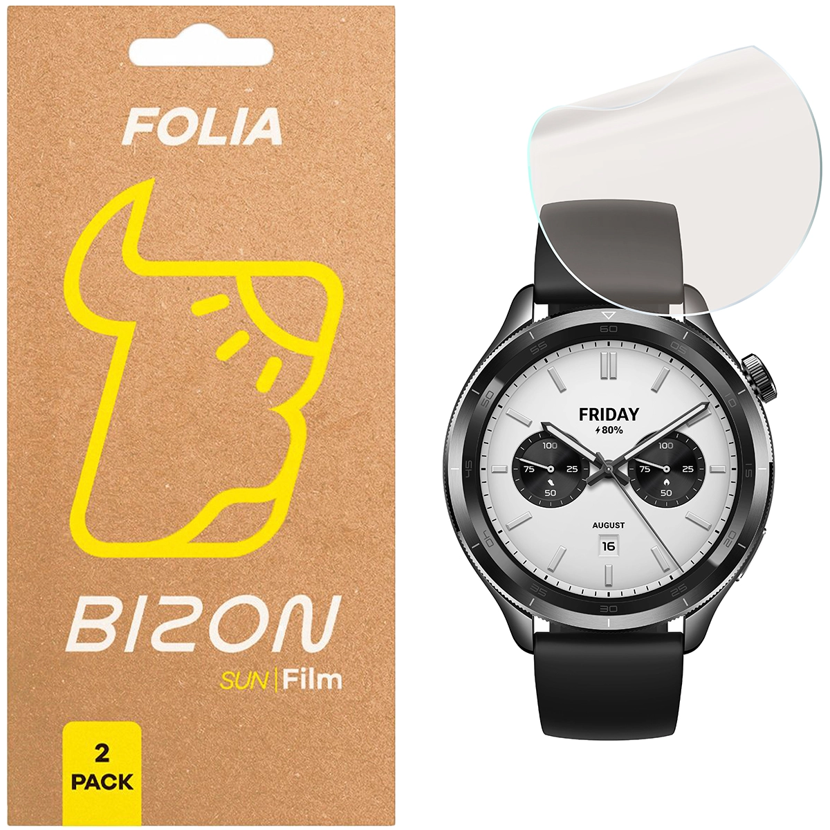 Folia ochronna Bizon matowa Film Sun do Xiaomi Watch S4, 2 sztuki
