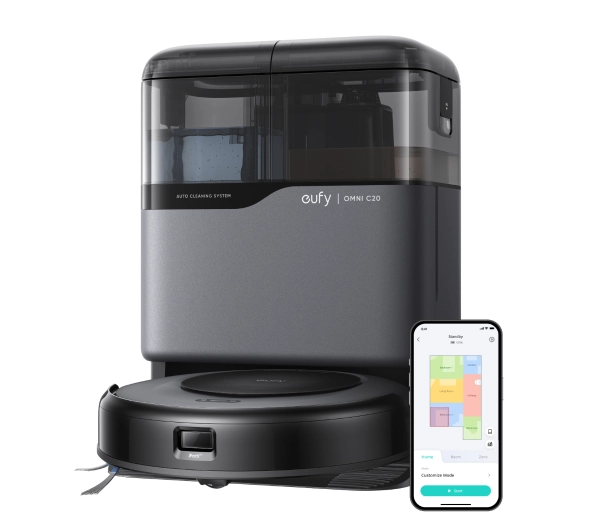 Roboty sprzątające - eufy Omni C20 Funkcja mopowania Stacja oczyszczająca Tworzenie mapy pomieszczenia 56dB Czarny