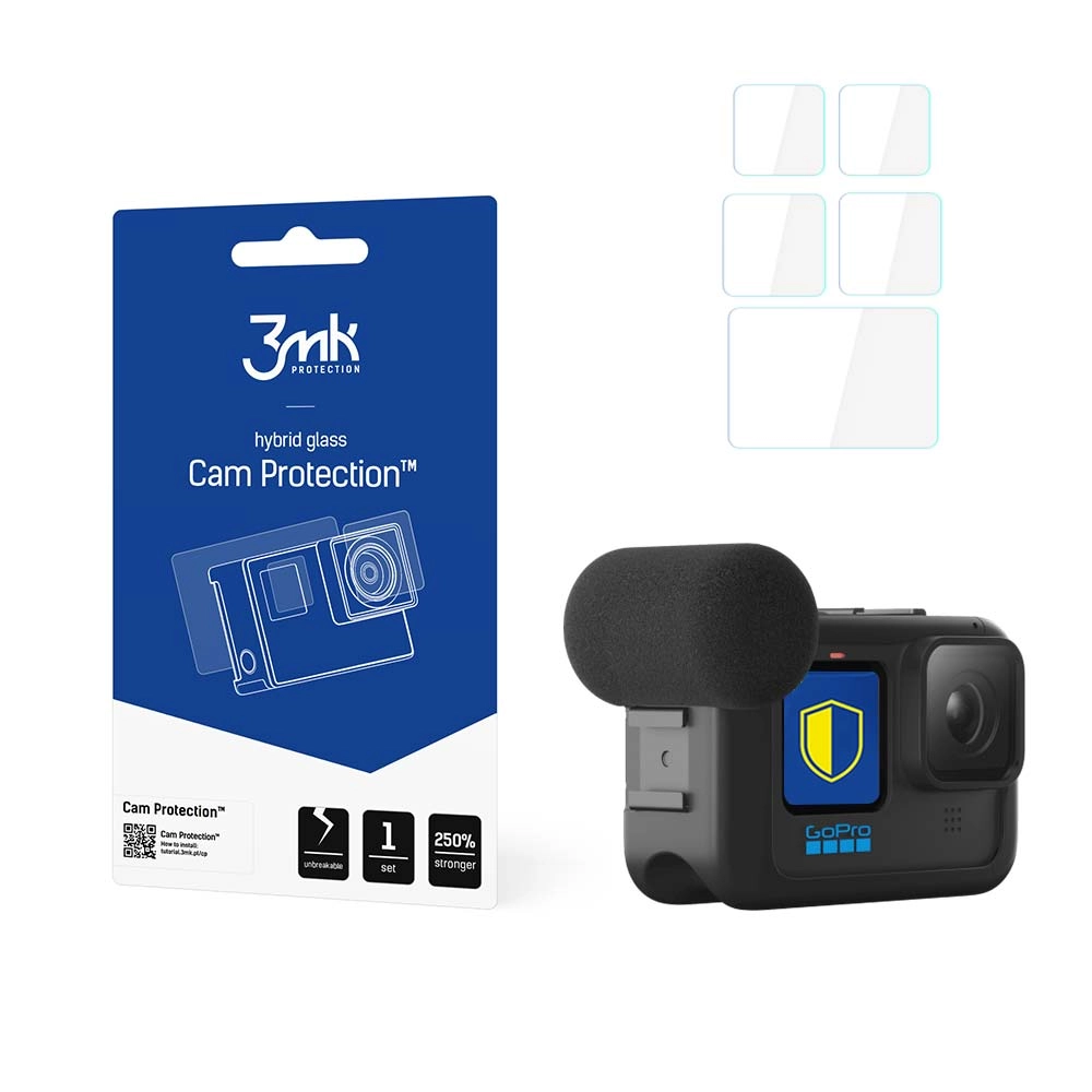 Szkło hybrydowe 3mk Cam Protection do GoPro HERO 9/10/11 Czarny