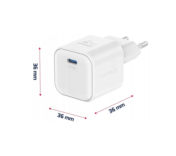 Swissten 22070140 GaN 1x USB-C - Lightning 20W Biały