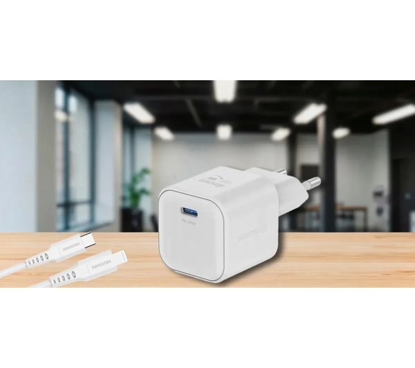Swissten 22070140 GaN 1x USB-C - Lightning 20W Biały