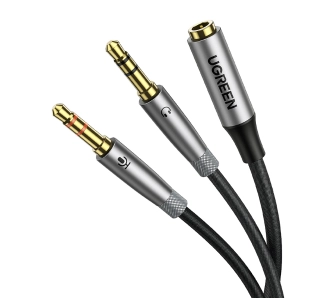 Rozdzielacz UGREEN AV193 AUX słuchawki + mikrofon do kabel mini jack 3.5mm 0,2mcm Szary