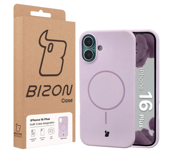 Bizon Soft z MagSafe do Apple iPhone 16 Plus Fioletowy
