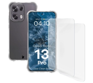 Bizon elastyczne etui Salpa + 2x folia na ekran Clear Pack do Oppo Reno13 Pro