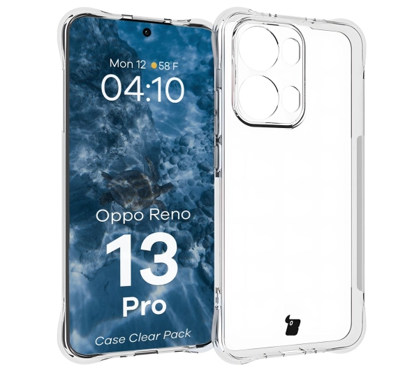 Bizon elastyczne etui Salpa + 2x folia na ekran Clear Pack do Oppo Reno13 Pro