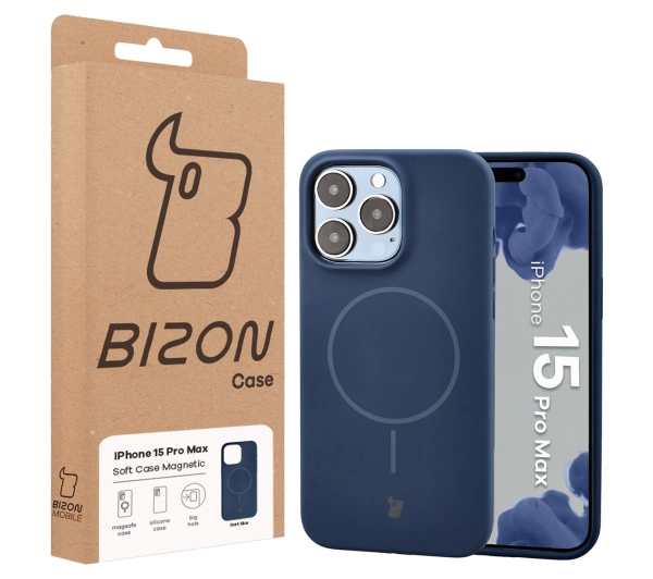 Bizon Soft z MagSafe do Apple iPhone 15 Pro Max Granatowy