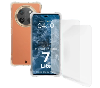 Bizon elastyczne etui Salpa + 2x folia na ekran Clear Pack do Honor Magic7 Lite