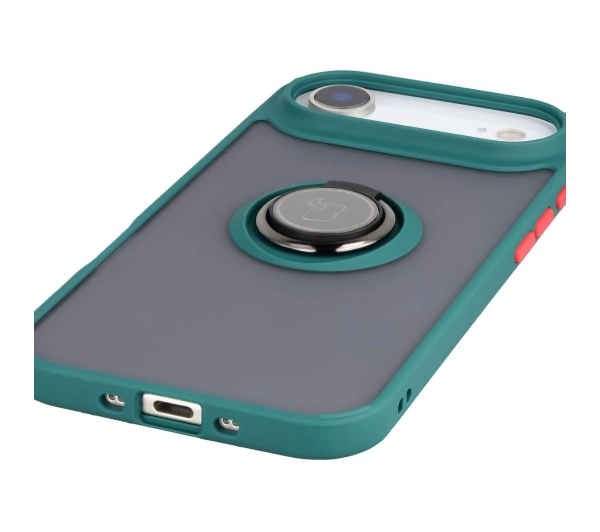 Bizon z uchwytem na palec Hybrid Ring do Apple iPhone Air Przydymione z zieloną ramką