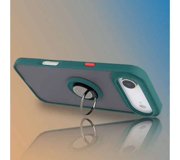 Bizon z uchwytem na palec Hybrid Ring do Apple iPhone Air Przydymione z zieloną ramką