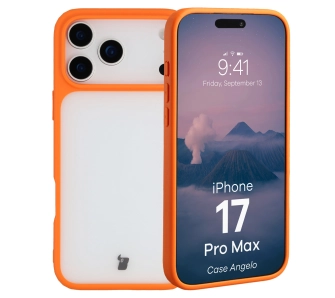 Etui Bizon Angelo do Apple iPhone 17 Pro Max z pomarańczową ramką