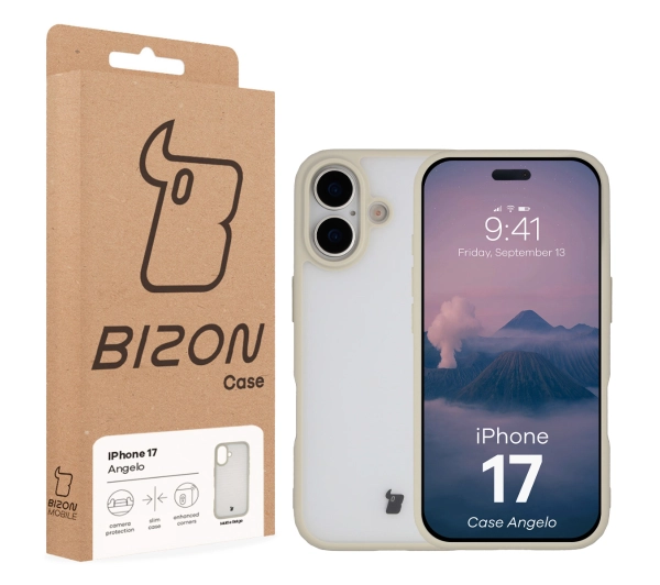 Bizon Angelo do Apple iPhone 17 z beżową ramką