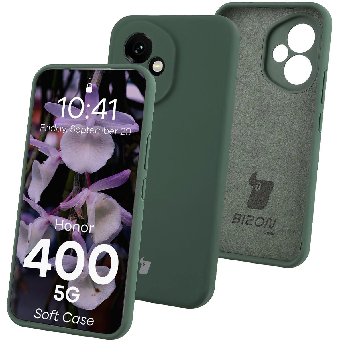 Etui Bizon Soft do Honor 400 5G Ciemnozielony
