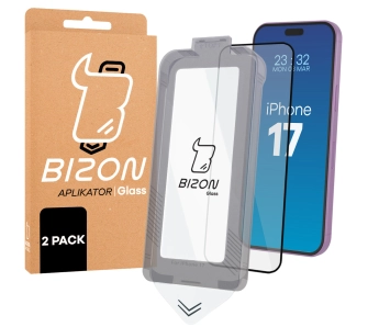 Szkło hartowane Bizon z ramką do łatwej aplikacji Glass Aplikator do iPhone 17 2szt
