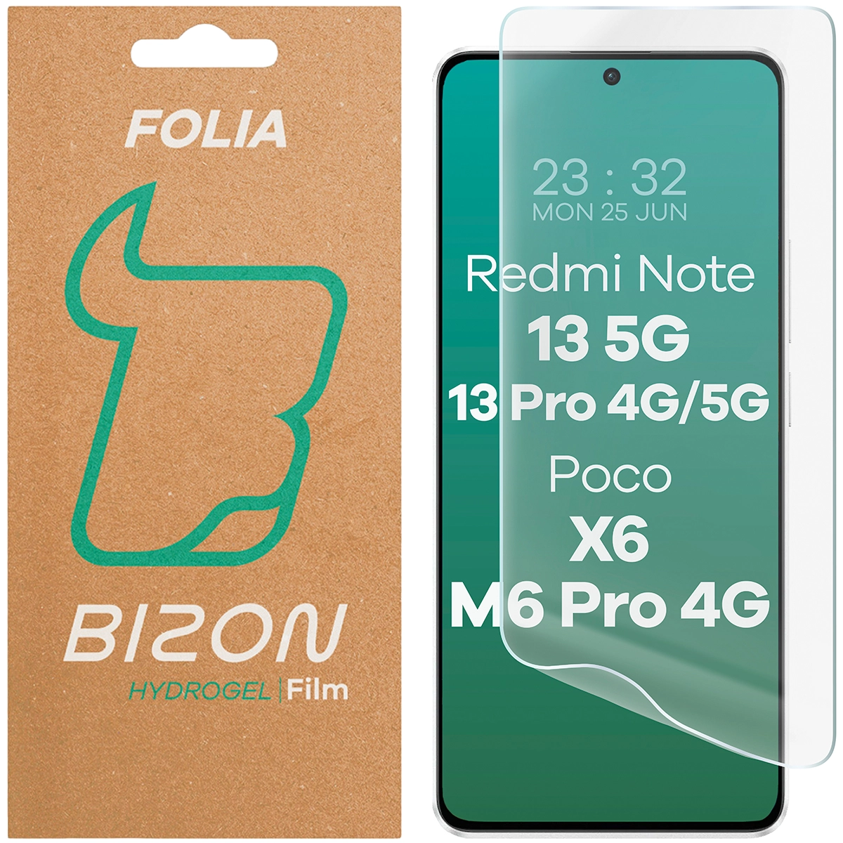 Folia hydrożelowa Bizon na ekran Hydrogel Front do Poco X6 / Redmi Note 13 5G / 13 Pro 4G/5G / Poco M6 Pro 4G 1szt