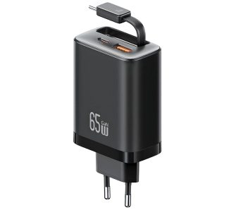 Ładowarka sieciowa USAMS Xiang Series CC299 65W 1x USB-C 1x USB-A + kabel USB-C Czarny