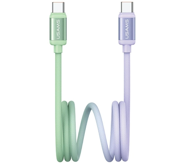 USAMS Bicolor Series PD 60W USB-C do USB-C 1,2m Zielono-fioletowy