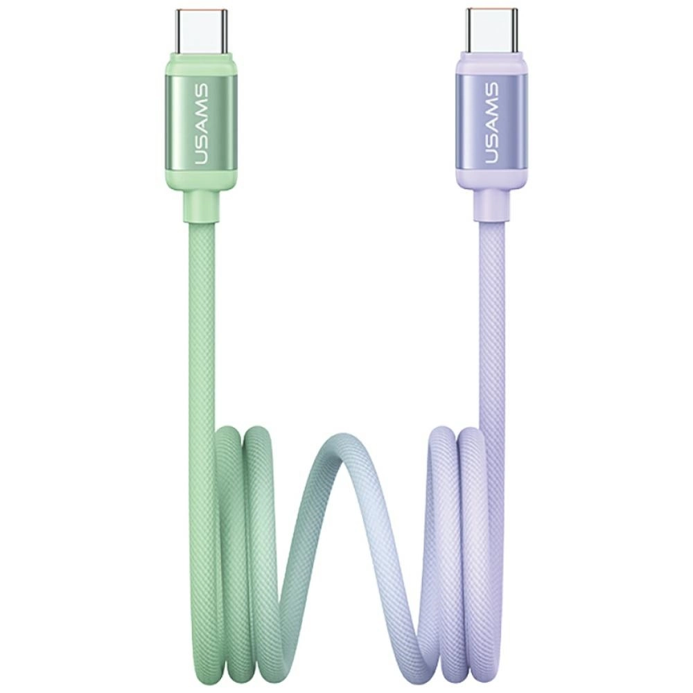 Kabel USAMS Bicolor Series PD 60W USB-C do USB-C 1,2m Zielono-fioletowy