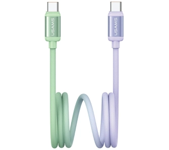 Kabel USAMS Bicolor Series PD 60W USB-C do USB-C 1,2m Zielono-fioletowy