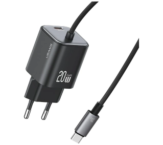 USAMS JC Series CC261 20W GaN Mini Fast Charger 2x USB-C Czarny