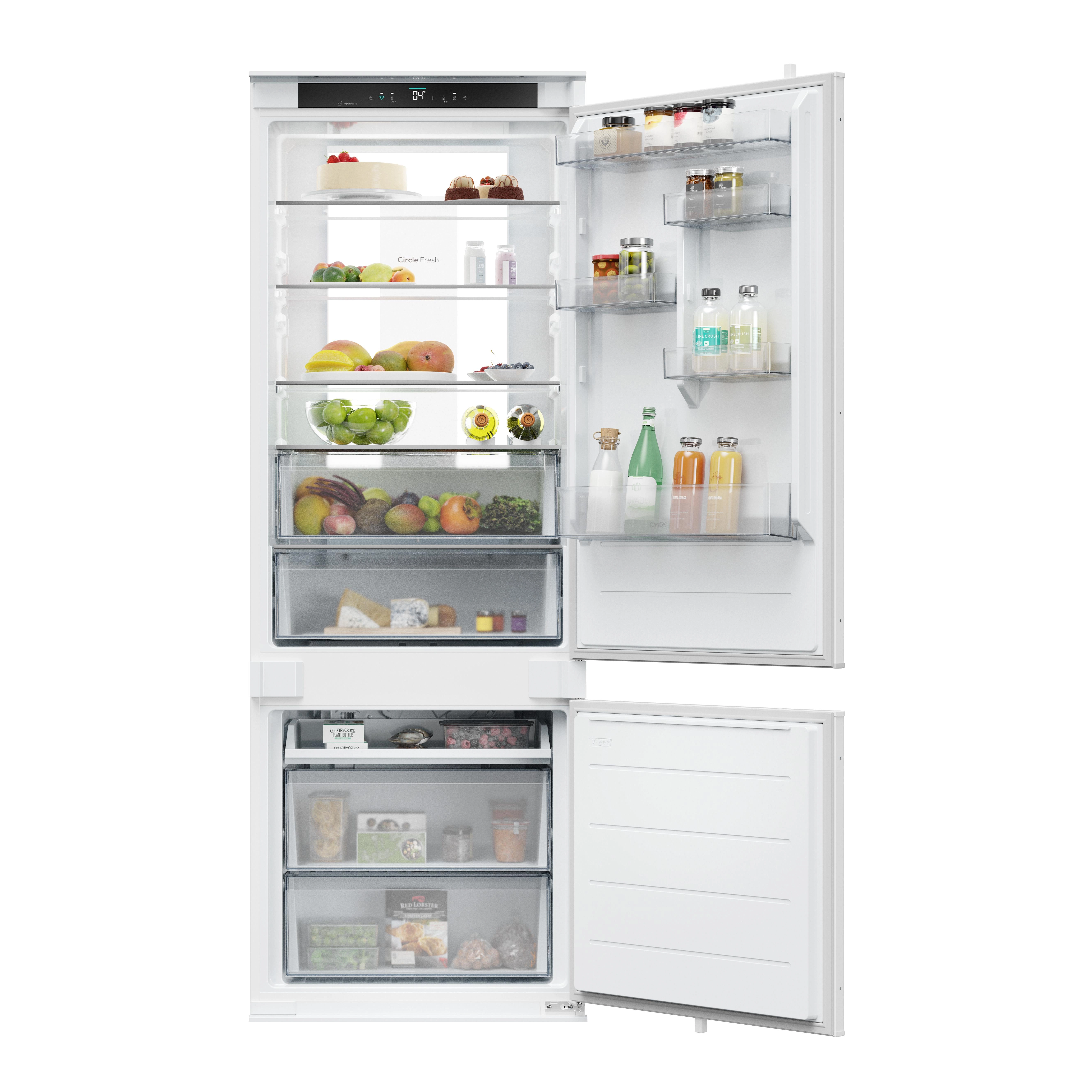 Lodówka Candy CNBQT5719DW Panorama Light Total No Frost Circle Fresh Szuflada Humidity Zone Kompresor inwerterowy