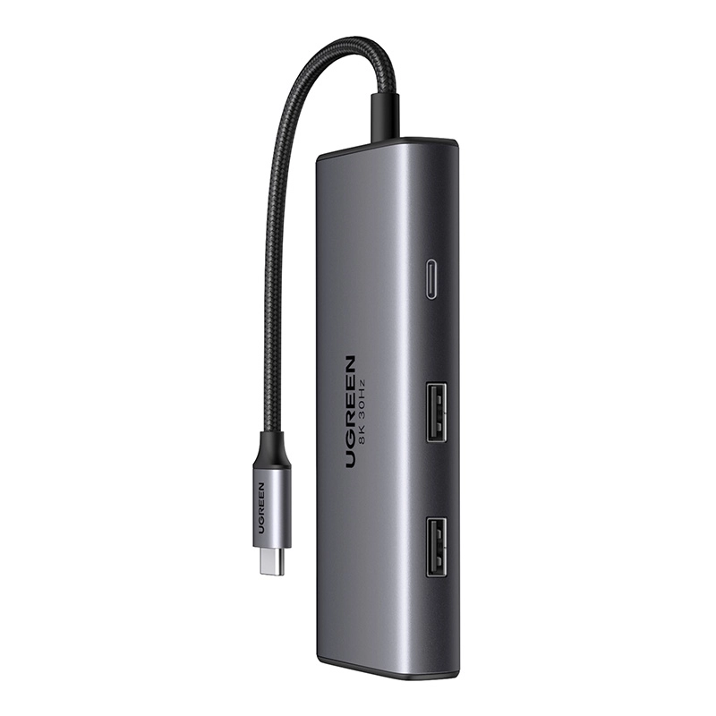 Hub USB UGREEN CM498 6w1 2x USB-A 3.0 USB-C 3.0 2xHDMI PD Szary