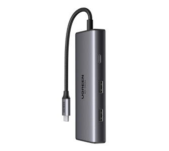 Hub USB UGREEN CM498 6w1 2x USB-A 3.0 USB-C 3.0 2xHDMI PD Szary
