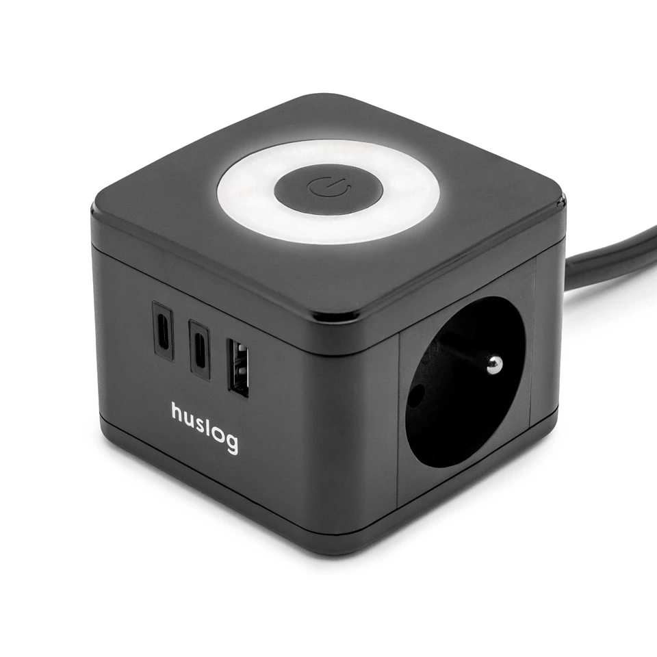 Kostka Huslog HUS1001 2 gniazda 1,4m Czarny