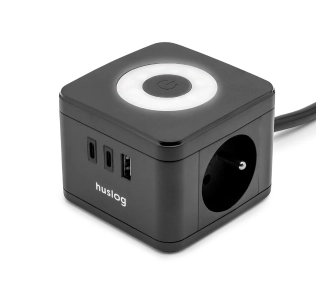 Kostka Huslog HUS1001 2 gniazda 1,4m Czarny