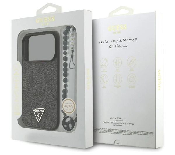 Guess 4G Strap Triangle Logo MagSafe do iPhone 17 Pro czarny