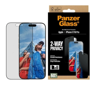 Szkło hartowane PanzerGlass prywatyzujące Ultra-Wide Fit EasyAligner do iPhone 17 / 16 Pro