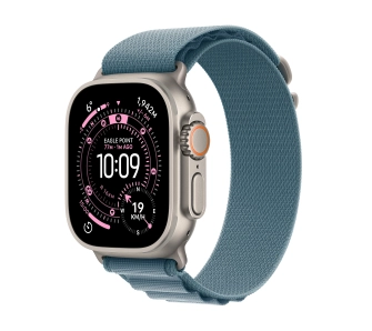 Apple Watch Ultra 3 GPS + Cellular koperta z natural tytanu Czarna 49mm Opaska Alpine Niebieska Rozmiar L