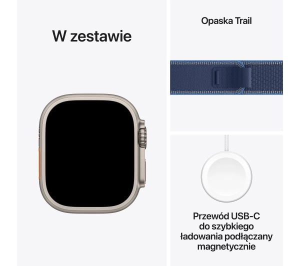Apple Watch Ultra 3 GPS + Cellular koperta z natural tytanu Szary 49mm opaska Trail niebieski Rozmiar S/M - Kup na Raty - RRSO 0%