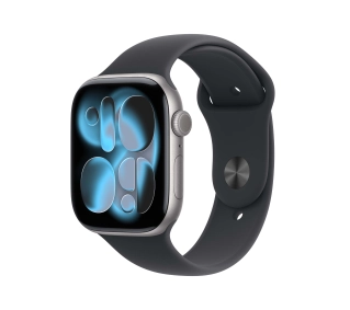 Apple Watch Series 11 GPS + Cellular 42mm z aluminium Gwiezdna szarość Pasek sportowy Czarny S/M - Kup na Raty - RRSO 0%