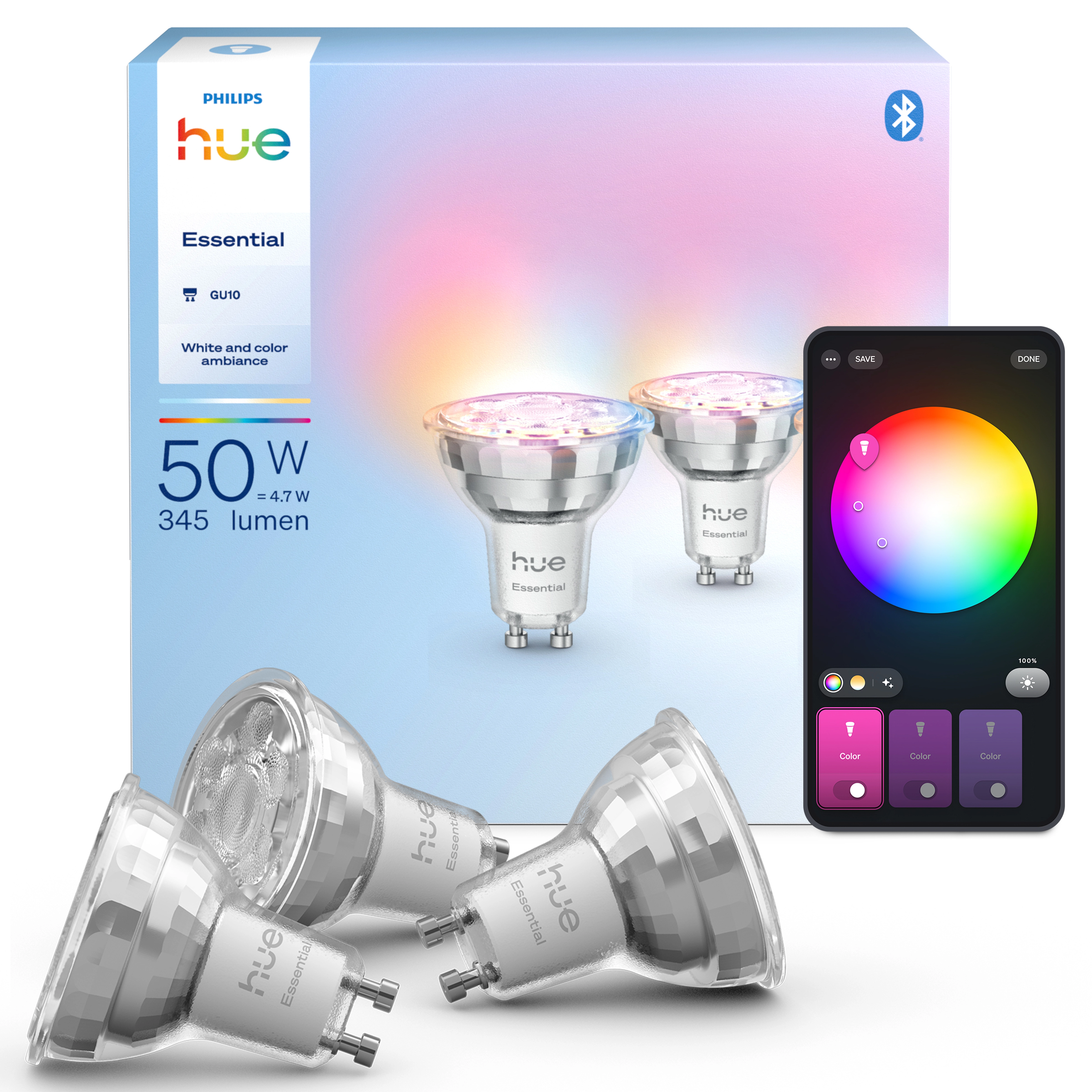Żarówka LED Philips Hue Essential White and Colour Ambiance GU10 345 3szt.