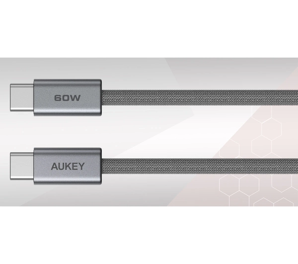 Aukey CB-DCC062 USB-C 1,8m 60W Grafitowy