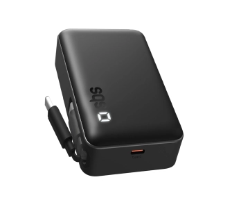Powerbank SBS TEBBCT10000PDRETK 10000mAh PD 20W Wbudowany kabel USB-C Czarny