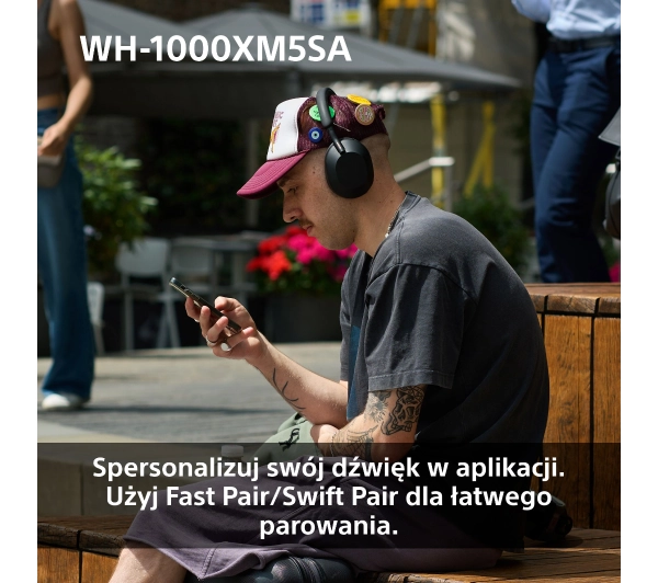 Sony WH-1000XM5SA ANC (Miękki futerał) Nauszne Bluetooth 5.2 Czarny - ⚡ BESTSELLERY ⚡ - Kup na Raty - RRSO 0%
