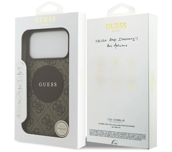Guess 4G Circle Classic Logo MagSafe do iPhone 17 Pro Max Brązowy