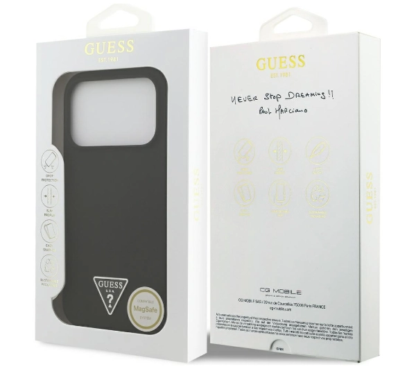 Guess Silicone Triangle Logo MagSafe do iPhone 17 Pro Max czarny