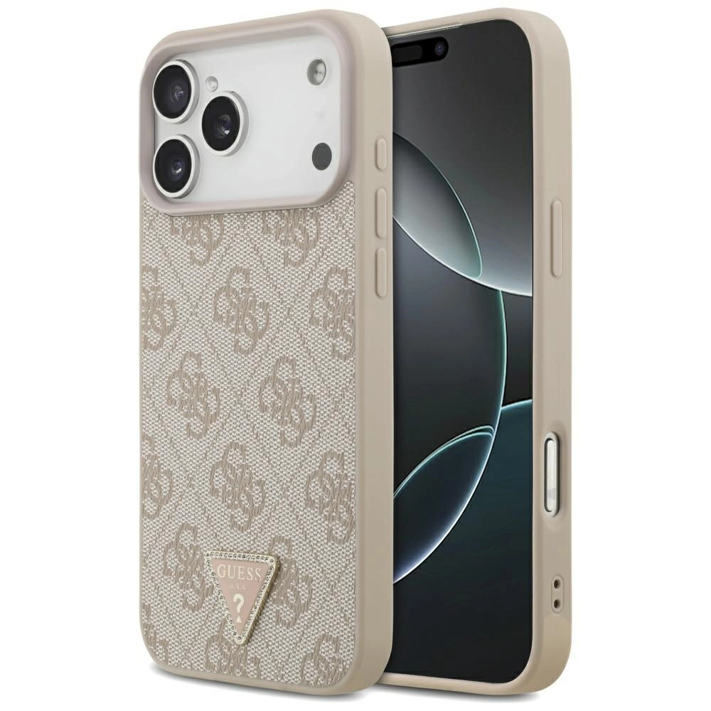 Etui Guess Leather 4G Triangle Strass MagSafe do iPhone 17 Pro Max różowy