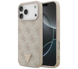 Guess Leather 4G Triangle Strass MagSafe do iPhone 17 Pro Max różowy