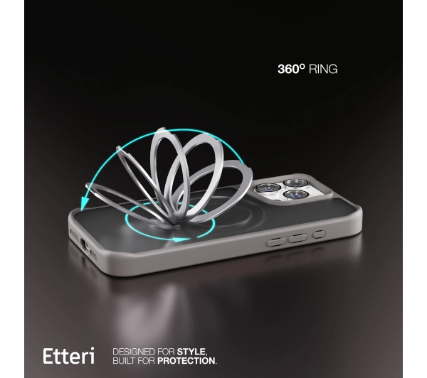 Etteri Matt Mag Ring do iPhone 15 Pro Max Szary