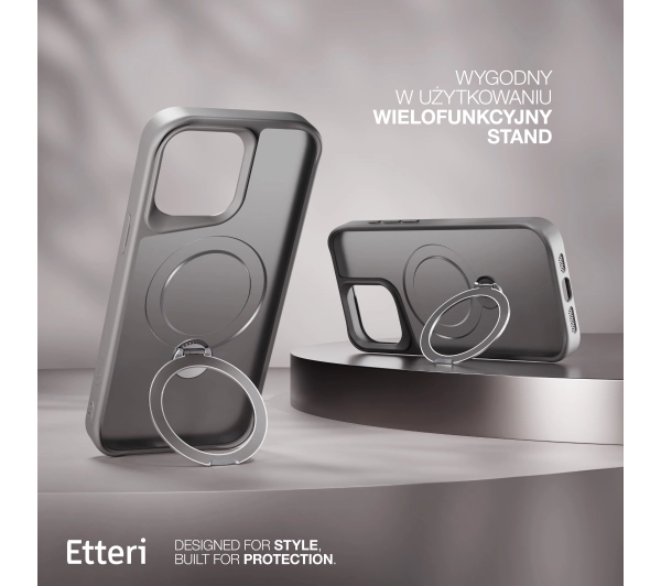 Etteri Matt Mag Ring do iPhone 15 Pro Max Szary