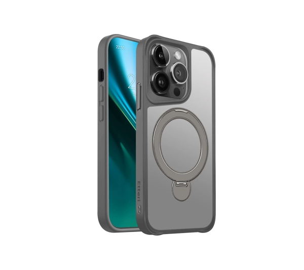Etteri Matt Mag Ring do iPhone 15 Pro Max Szary