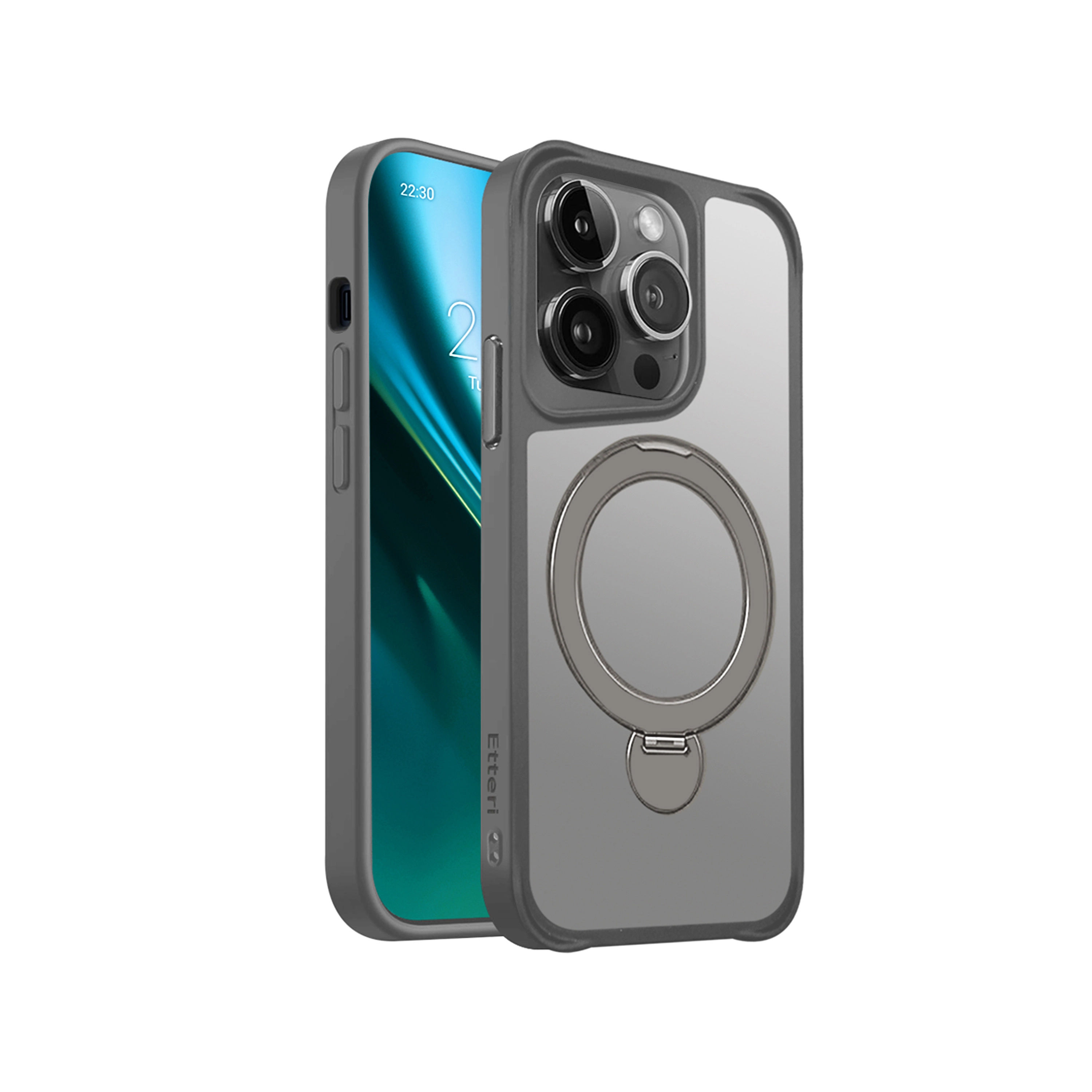 Etui Etteri Matt Mag Ring do iPhone 15 Pro Max Szary